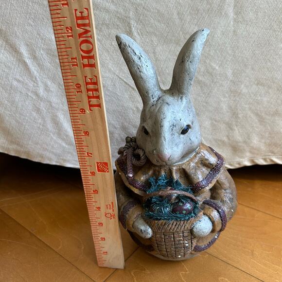Vintage Deborah Graham Paper Mache Bunny Rabbit Basket Primitive Signed 12” - Picture 10 of 10